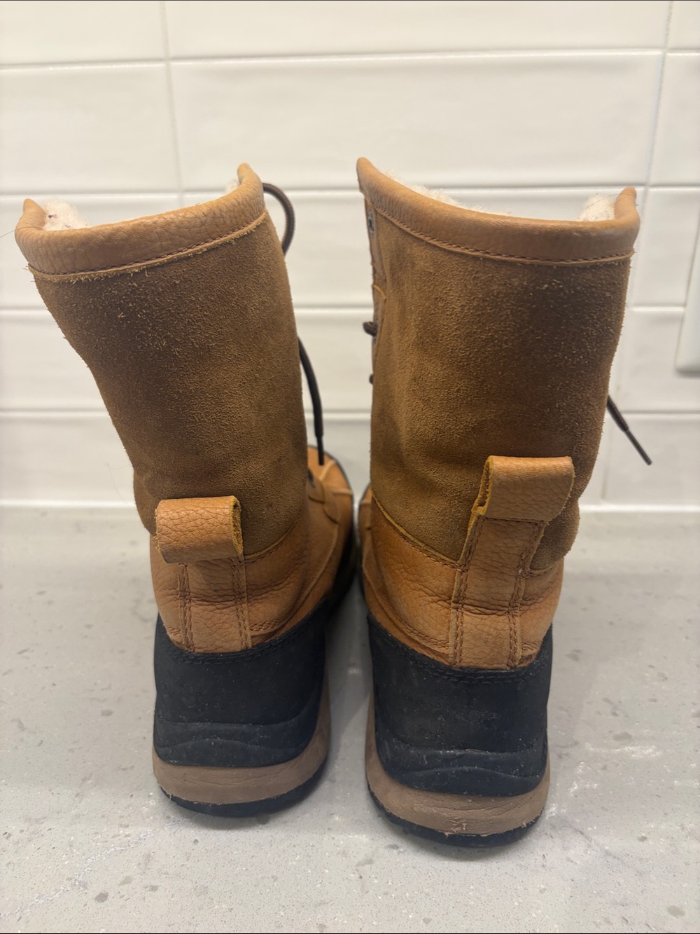UGG Waterproof Tan & Black Lace-Up Winter Boots - Picture 2 of 9
